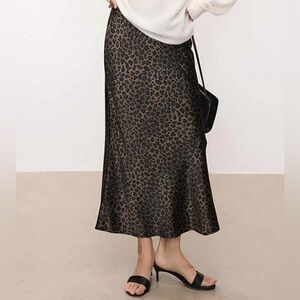 Blank NYC Leopard Print Midi Skirt - Brown and Black